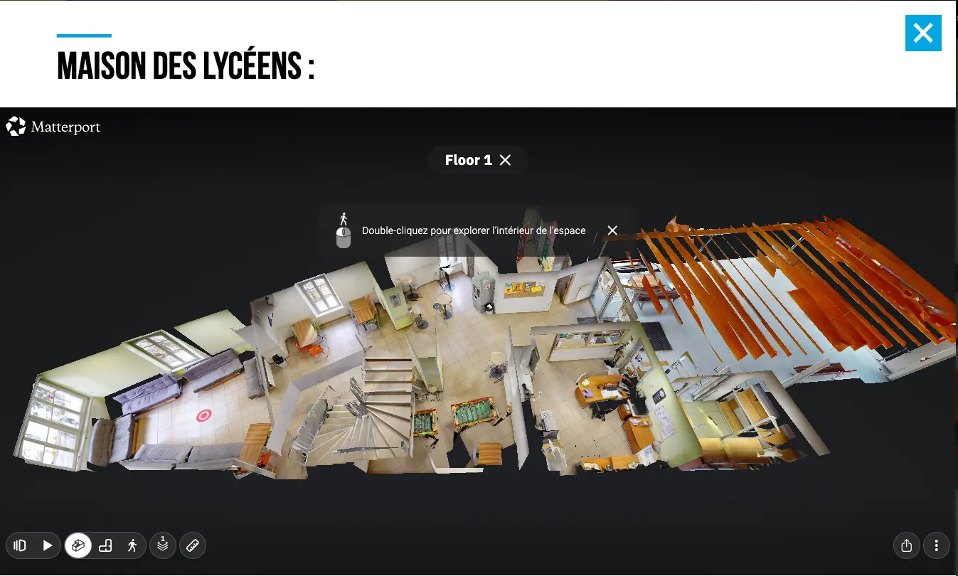 Vue 3D Matterport de la Maison des Lycéens