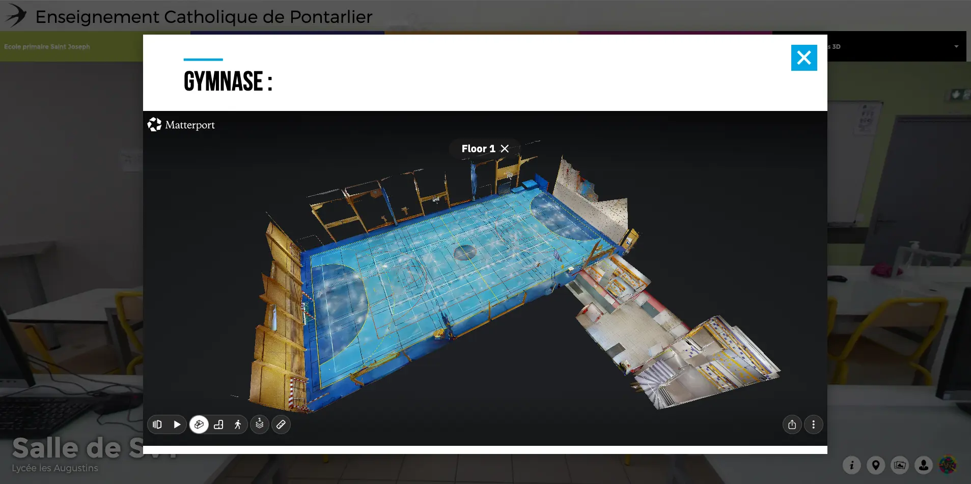 Vue 3D Matterport du gymnase des Augustins
