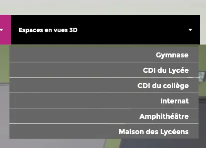 Menu donnant accès aux espaces en vues 3D