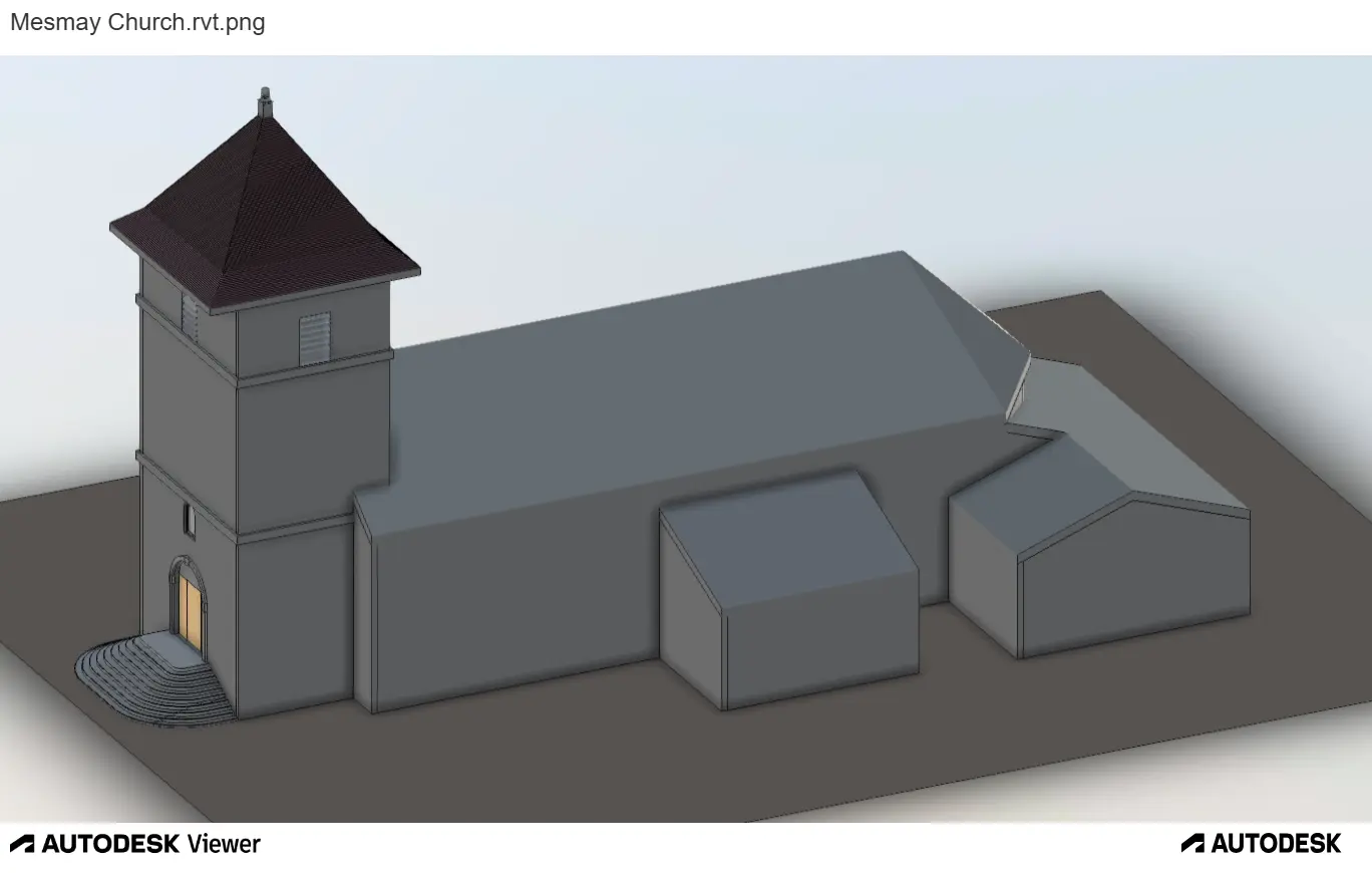 Modèle Revit de l’église de Mesmay réalisé à partir d’une photogrammétrie par drone